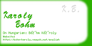 karoly bohm business card